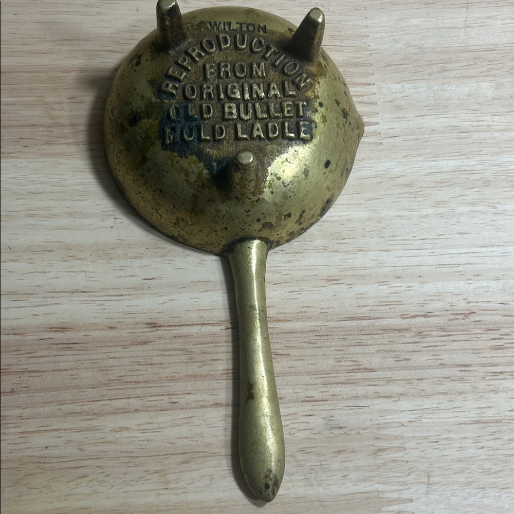 Vintage Wilton Brass Bullet Mold Ladle Tray Primitive Gold Decor
